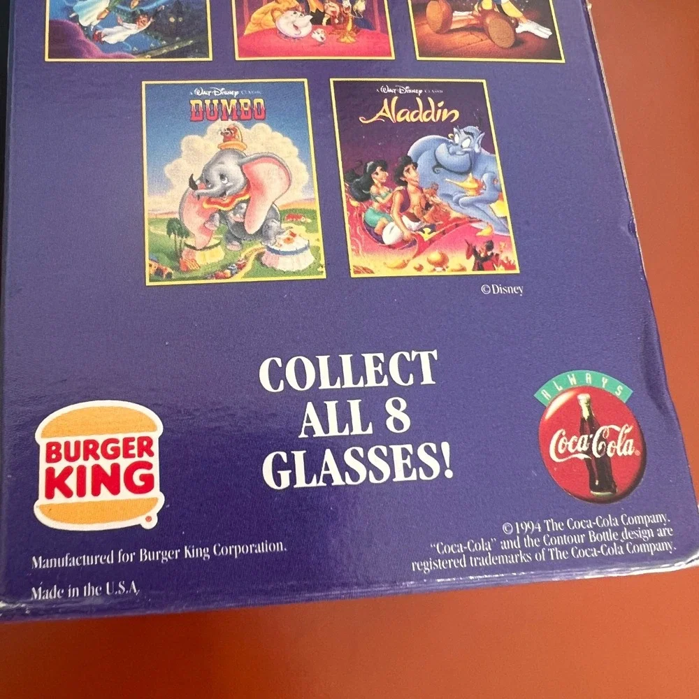 Vintage 1994 Disney Burger King Collector Series Glasses Set of 8 Lion King NIB
